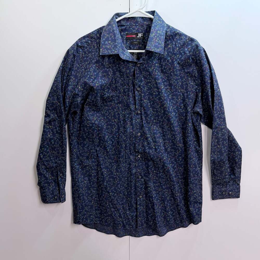 JF J.Ferrar Slim Fit Stretch Floral Button Down Shirt Men's L 16-16.5 32-33